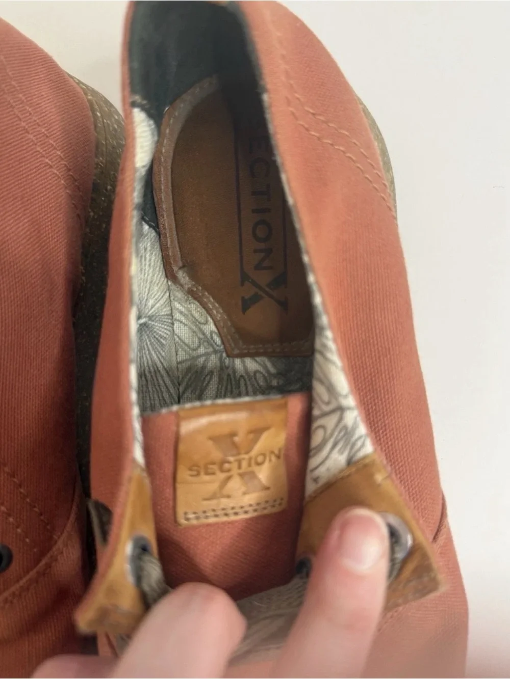 Section X Mens 8.5 M Rust Orange Canvas Derby Shoes Made in Brazil 331SX0003